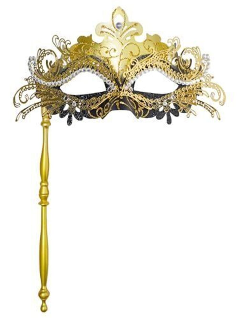 9932 Masquerade Mask with Stick Elegant Handheld Venetian Masks for Prom